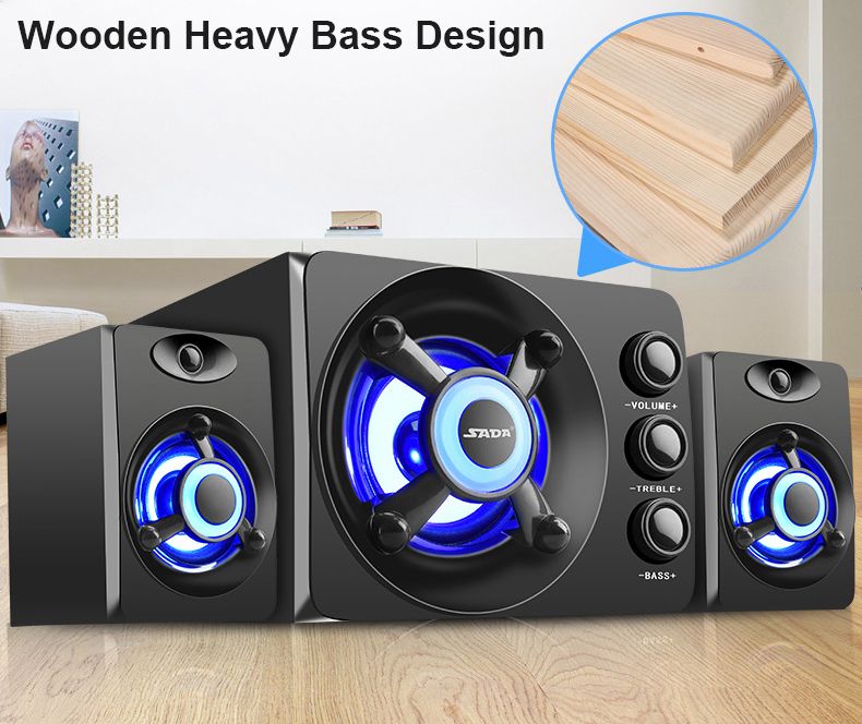 Combinación de altavoces para ordenador, USB, PC, escritorio, alimentación, Bluetooth, más subwoofer USB-TF-AUX con LED de color 2.1 de 3 canales_voghion.com