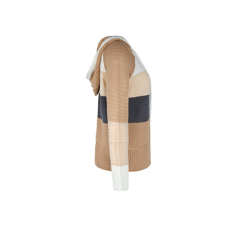 Maglione pullover colorato con cappuccio casual alla moda da donna_voghion.com