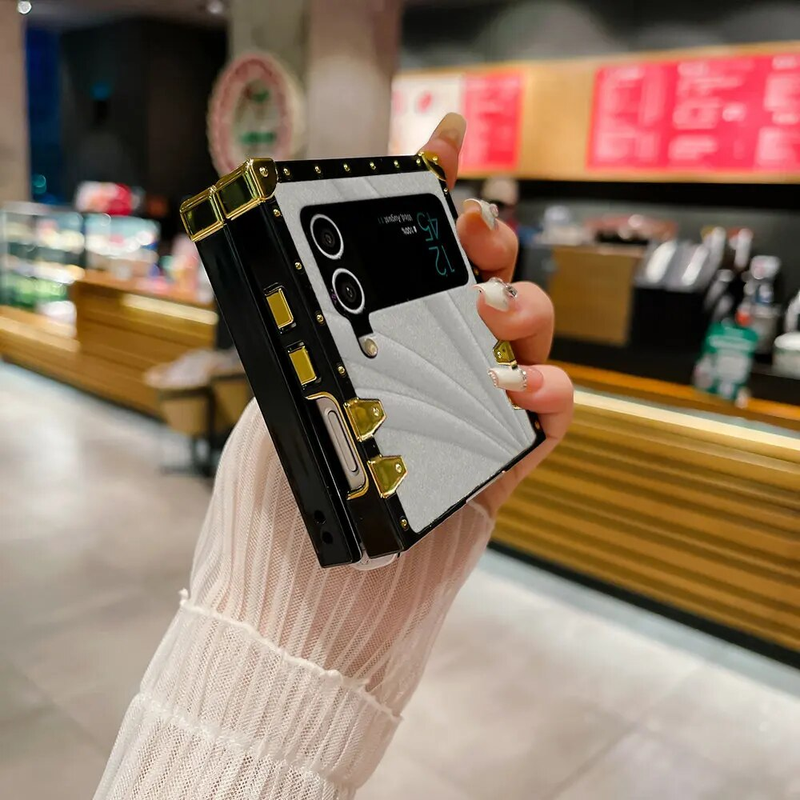 Samsung Galaxy Z Flip 5, Zflip 4, 3, 3D, südamekujulised ümbrised, käepaelaga rihm, ruudukujuline kate_voghion.com
