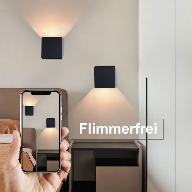 Glitzerlife LED Wandleuchte Aussen Wandlampe - Innen Schwarz Lampe Up Down Wand Leuchten Moderne Außenlampe IP65 Wasserdicht Einstellbarer Strahl Flurlampe_voghion.com