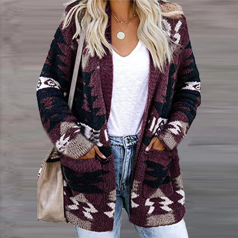 Women's loose Halloween sweater Christmas printed cardigan_voghion.com
