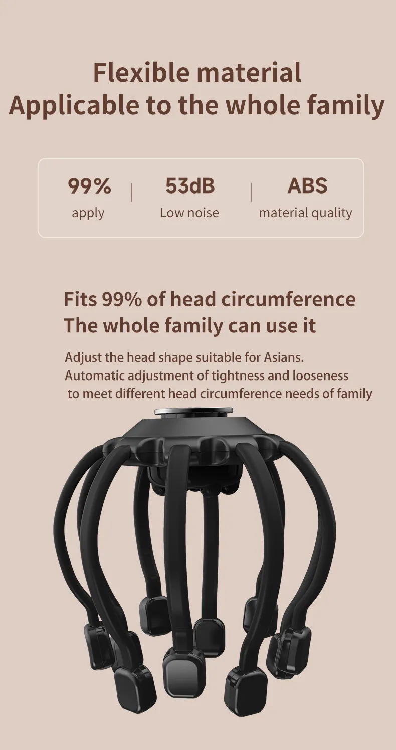 Kopfmassagegerät Octopus Kopfhaut Kopfmassagegerät Elektrisches Massageinstrument mit Bluetooth-Musikvibration zum Entspannen von Stress_voghion.com