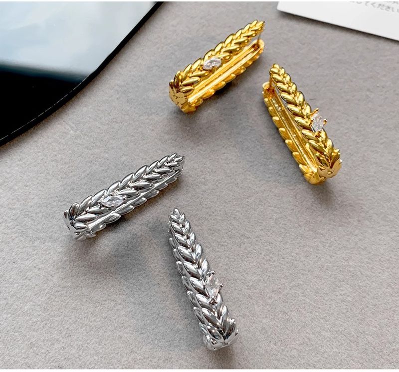 Women's Jewelry Retro Wheat Ear Leaf Earrings Light Luxury Niche Design High End Diamond Studded Fashionable All Match Earrings_voghion.com