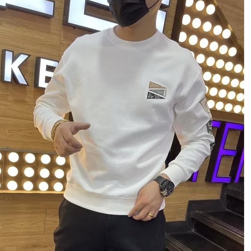 Sweatshirt Herren 2022 Herbst Jugend Hübscher Rundhals Langarm Basishemd Lockeres und trendiges Internet Celebrity Printed Label Top_voghion.com