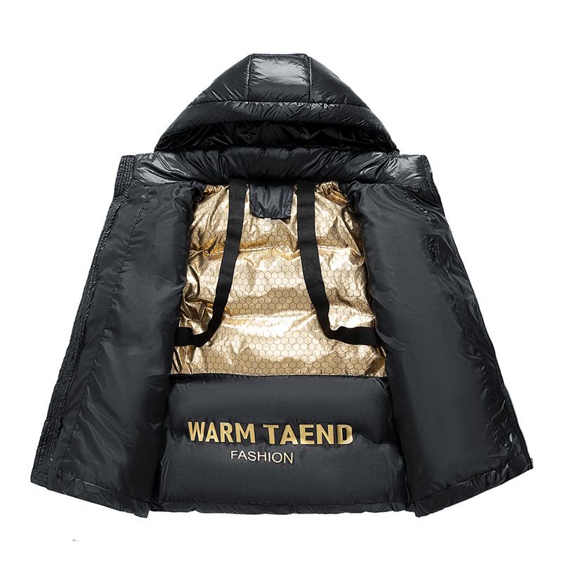 Winter Graphene Schwarz Gold Baumwolle Mantel Unisex Brot Jacke Mit Kapuze Warme_voghion.com