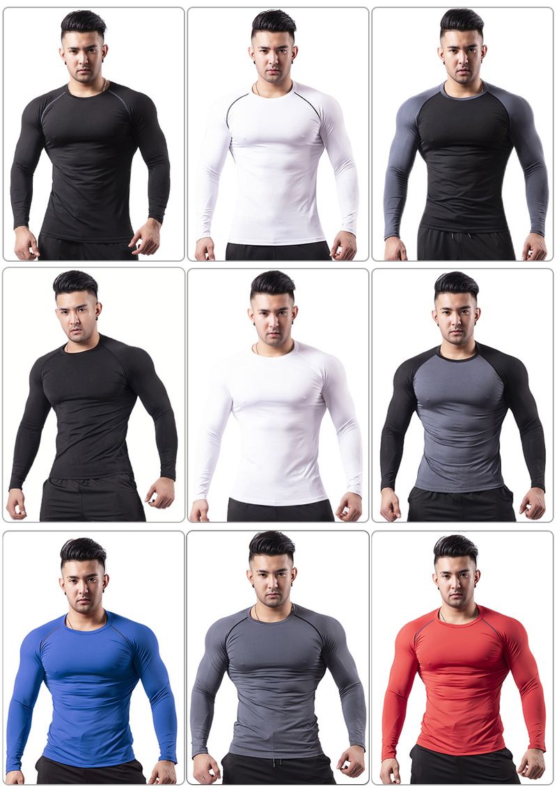 Multi Functional Fitness Suit Men's Four Season High Elasticity Breathable Quick Drying Long Sleeved Sportswear_voghion.com