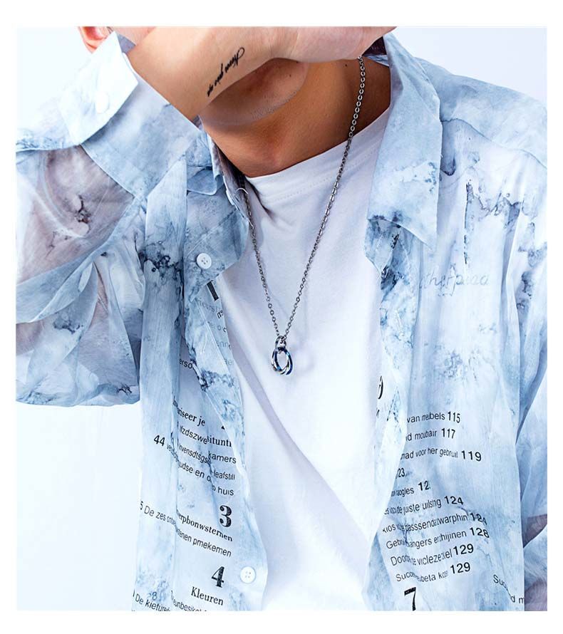 KEEOOK Three-Ring Titanium Steel Ring For Men Hip Hop Trendy Brand Design Versatile Pendant Sweater Chain_voghion.com