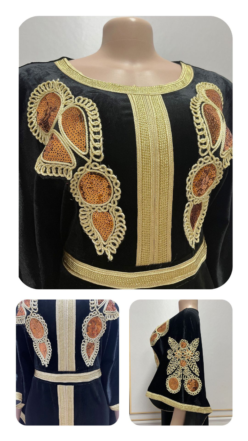 Abbigliamento da donna Abito in velluto dorato con paillettes Gonna lunga_voghion.com