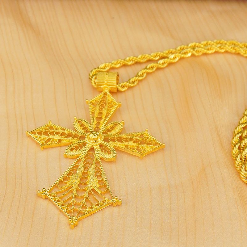 Ethiopian Cross Jewelry Pendant Gold Eritrean Traditional Wedding_voghion.com