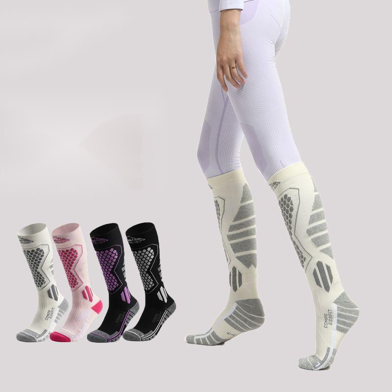 Profesjonalne skarpetki narciarskie męskie damskie zimowe do sportów na świeżym powietrzu wełniane długie pogrubione ciepłe i odporne na zimno_voghion.com