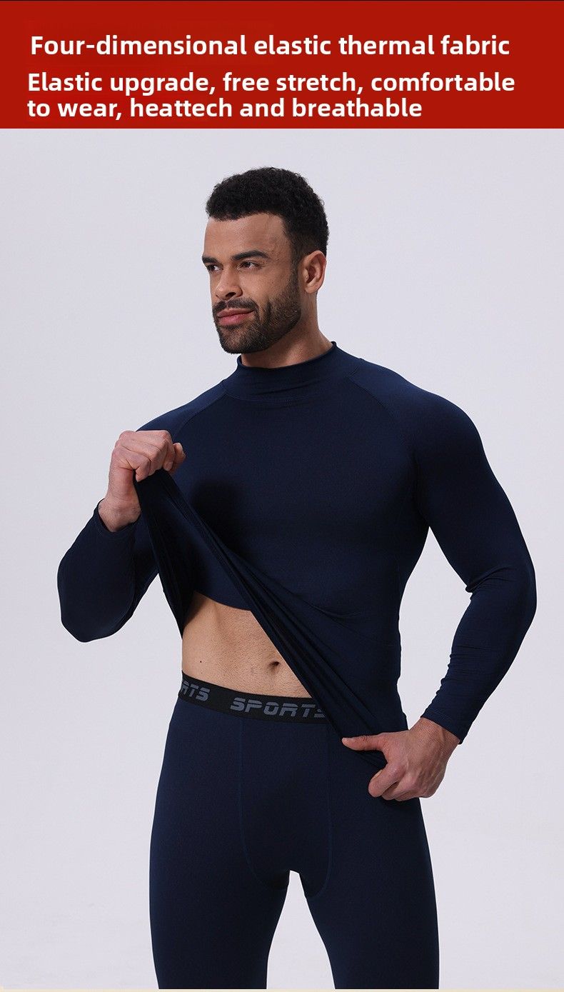 Outdoor Running Training Base Layer Thermal Underwear For Men, Fleece-Lined, Thickened, Tight-Fitting, Quick-Dry Sports_voghion.com