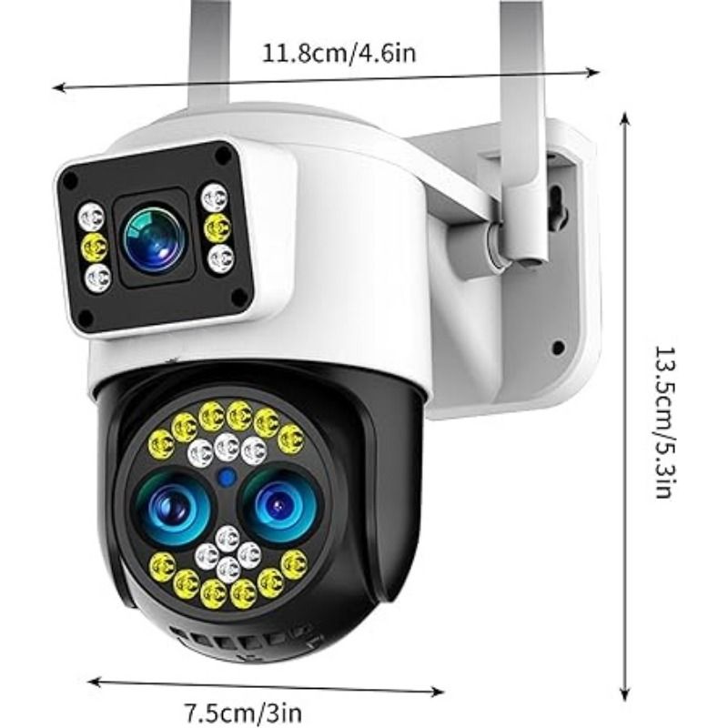 1 Adet Gözetim kamerası çift ekran izleme ev dış mekan kablosuz monitör üç panoramik gece görüş yüksek çözünürlüklü wifi top makinesi_voghion.com