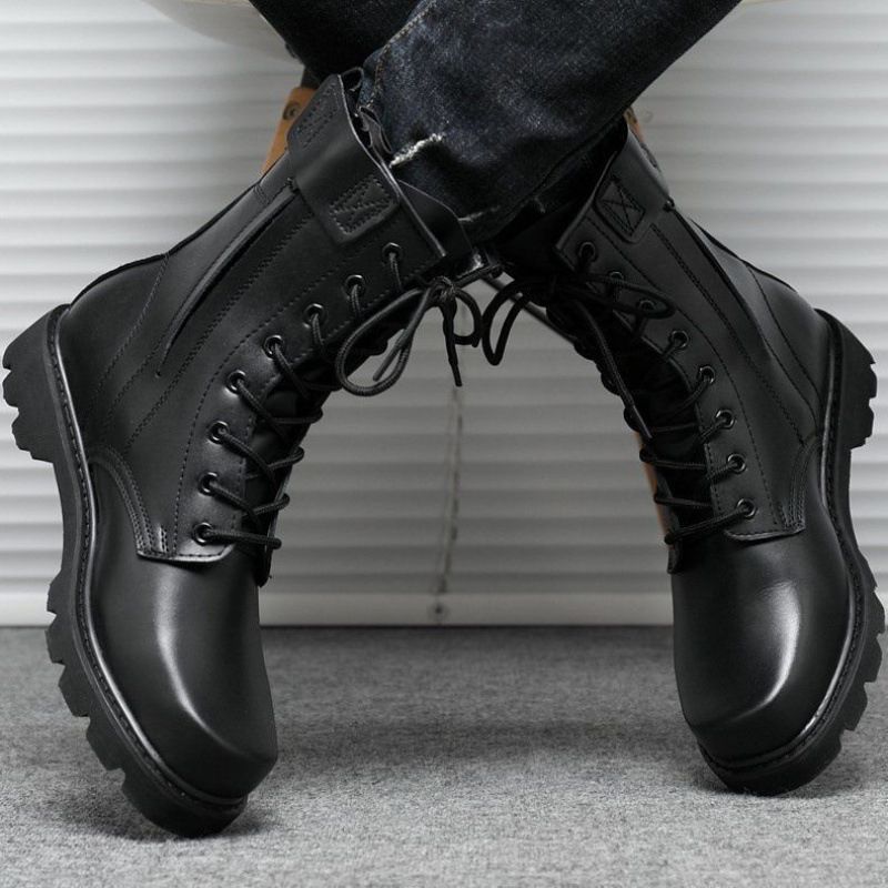 European Warm Series Spring And Autumn Outdoor Anti-Smash Combat Men's High-Top Explosion-Proof Workwear Special Service Training Shoes_voghion.com