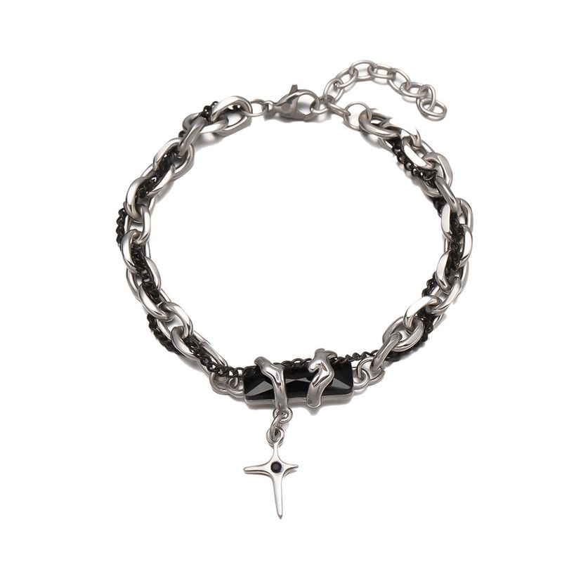 Pulsera de cadena cubana de acero de titanio resistente a la decoloración para hombre y mujer, estilo hip-hop moderno, joyería sencilla para parejas._voghion.com