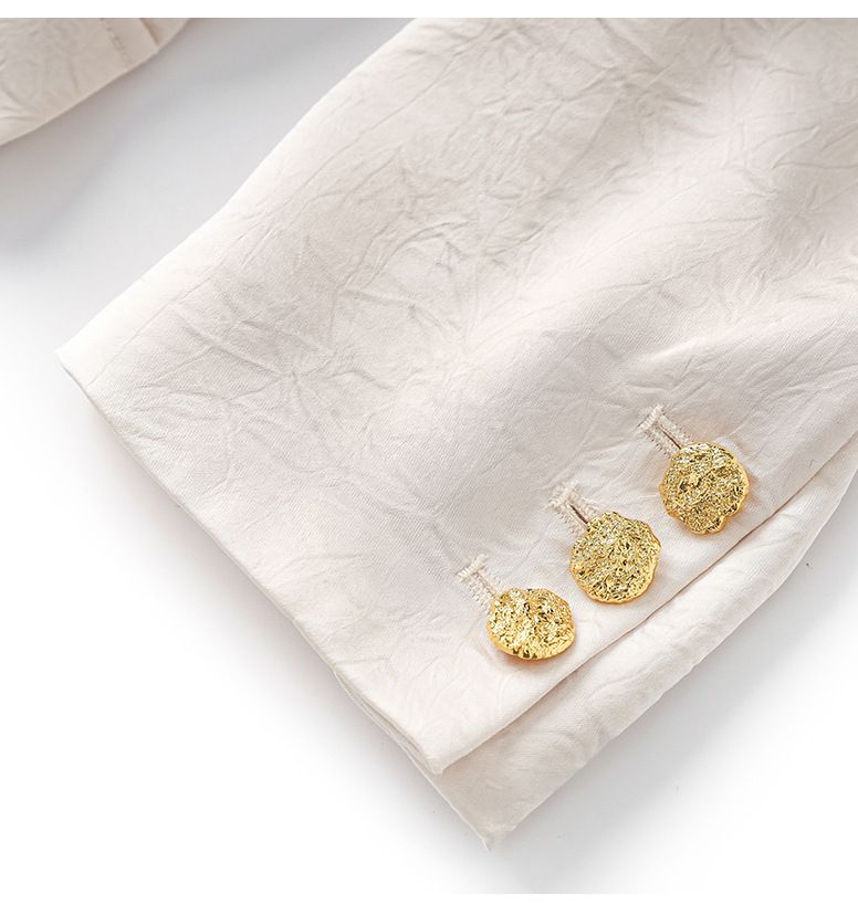 GraceChic 2401114-Spring Main Promotion Satin Wrinkled Quality Blazer + Straight-Leg Pants Two-Piece Set Elegant Commuting_voghion.com