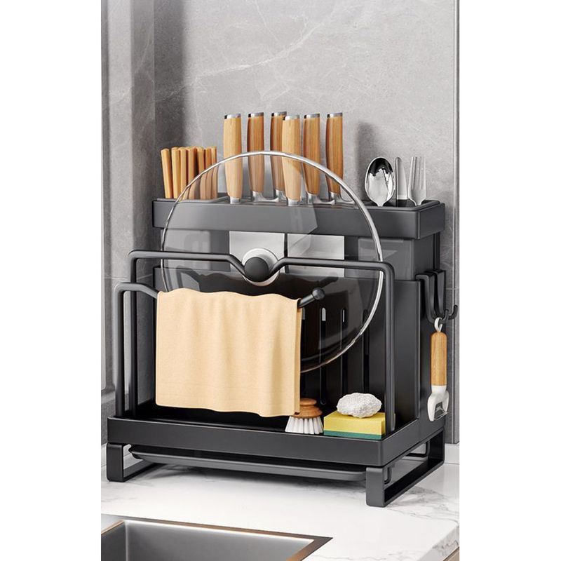 Multifunctional Kitchen Countertop Wall-Mounted Cutting Board Chopstick Holder Knife Integrated Storage Rack_voghion.com
