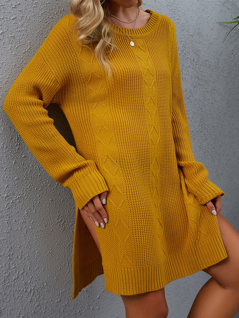 Maglione ampio con spacco di media lunghezza da donna_voghion.com