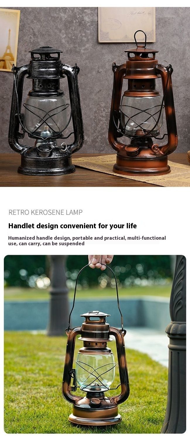 Vintage Old Style Kerosene Lamp Portable Camping Lantern Bar Coffee Restaurant Decoration Ornament Photography Prop_voghion.com