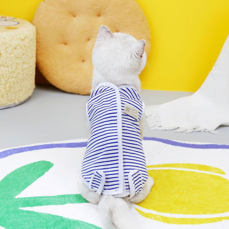 Kjæledyr postpartum klær, kirurgisk anti slikking og avvenning dress, 23 stripet katt sterilisering dress_voghion.com