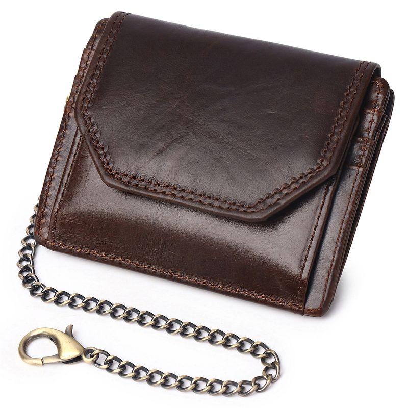 First layer oil wax leather men's RFID anti magnetic and anti-theft real pickup bag short style zero wallet_voghion.com