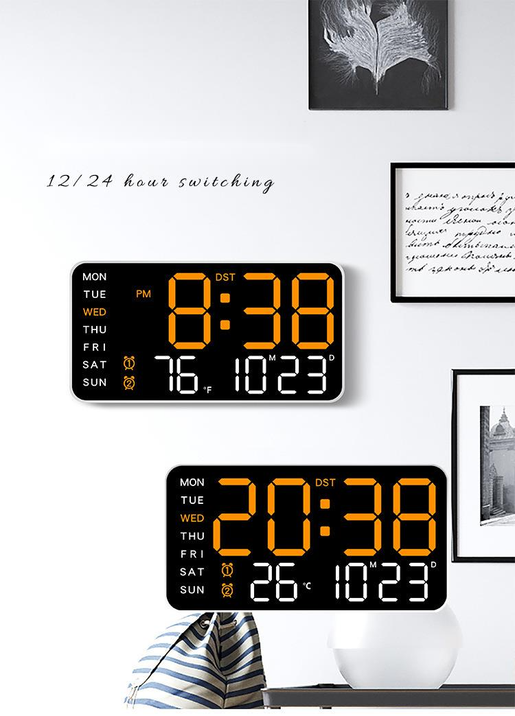 Rahmenlose elektronische multifunktionale und Stand-Dual-Use-einfache Digitalanzeige Wohnzimmer Wanduhr 6659_voghion.com