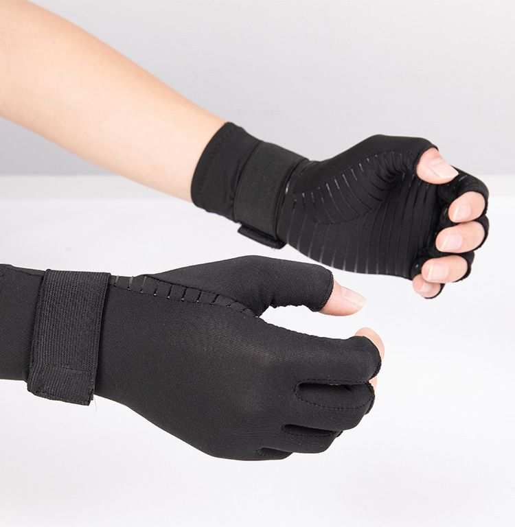 Half vinger druk handschoenen Kopervezel fitness band Sport outdoor antislip gewrichtsverzorging fiets handschoenen_voghion.com
