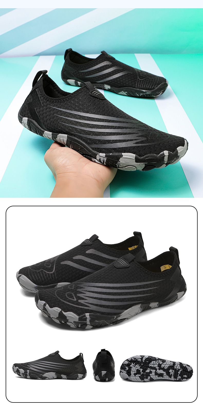 Zapatos acuáticos de secado rápido para natación, buceo, playa, senderismo y actividades al aire libre. Diseño ligero y descalzo con suela de goma antiperforación._voghion.com