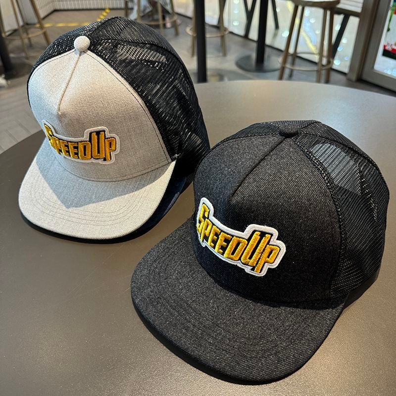 Sommer Hip Hop Unisex Instagram Mesh Flache Kante Sonnenschutz und Sonnenschutz Gerade Platte Großköpfiger Baseballhut_voghion.com