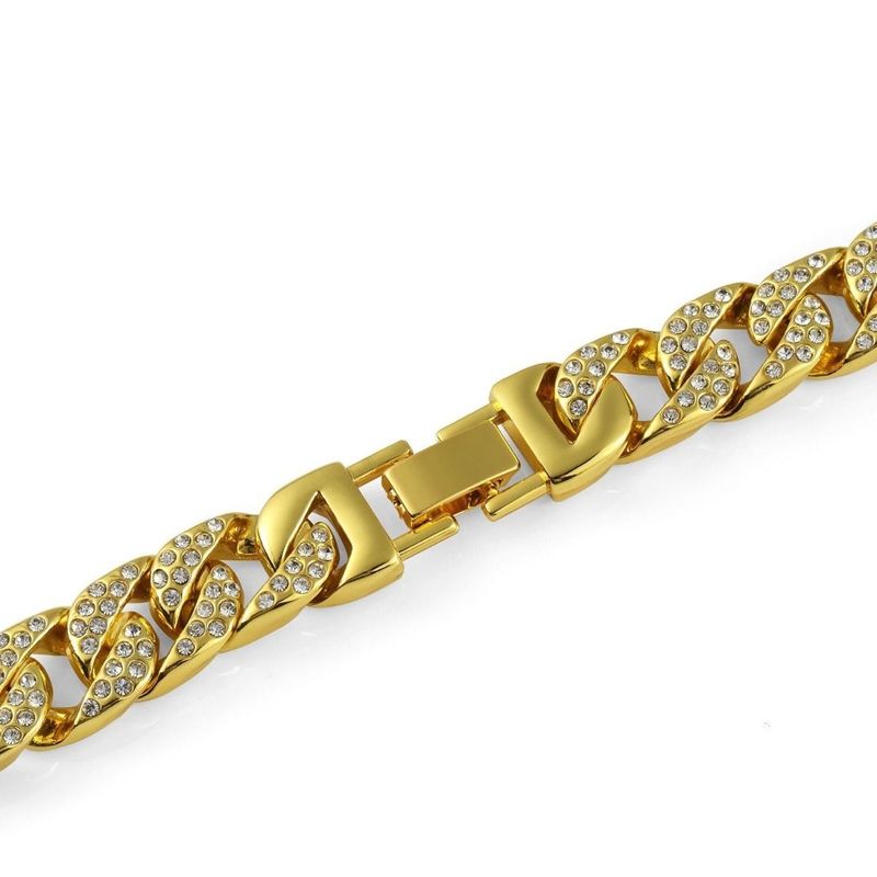 Hip Hop Men's Diamond-Encrusted Cuban Hiphop Cool Clubbing Nightclub Punk Gold Bracelet Jewelry_voghion.com