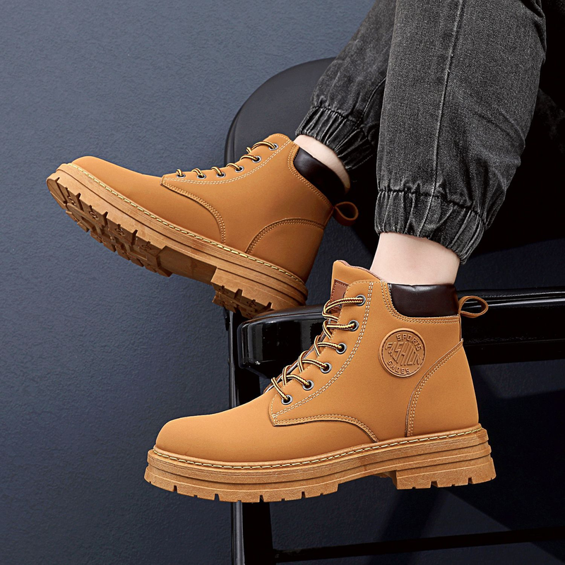 2023 nova moda clássica masculina de outono, durável, à prova d'água, botas martin de cano alto com fundo macio, antiderrapante_voghion.com