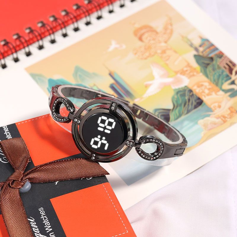 Yamaler Women Wristwatch Round Dial LED Night Light Touch Screen Accurate Time Display Scratch-resistant Smooth Surface_voghion.com