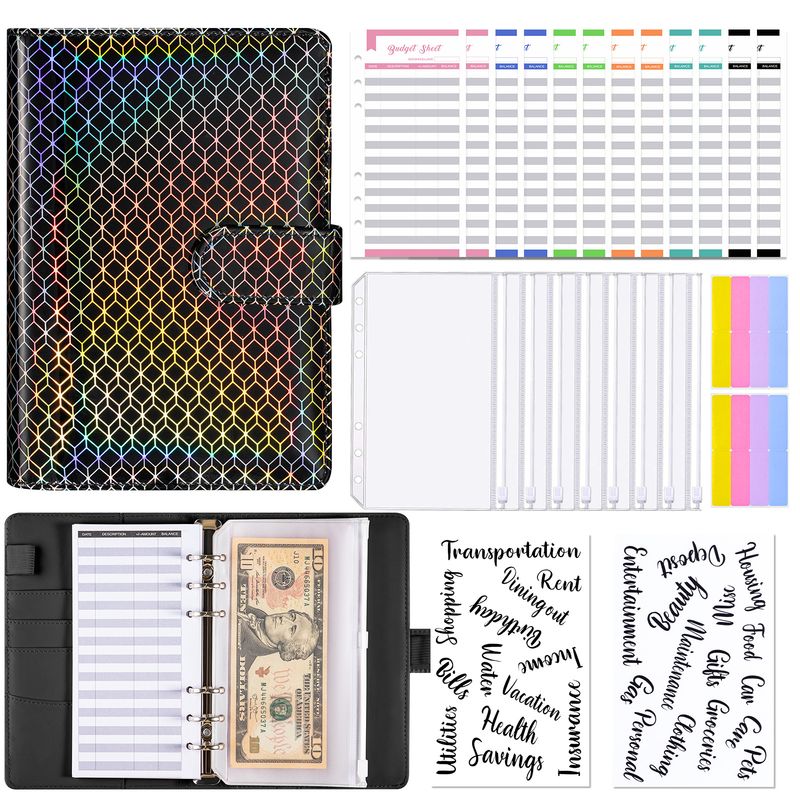 Carnets rechargeables, classeur laser, carnet créatif en PU, budget, feuilles mobiles, manuel, plan d'épargne_voghion.com