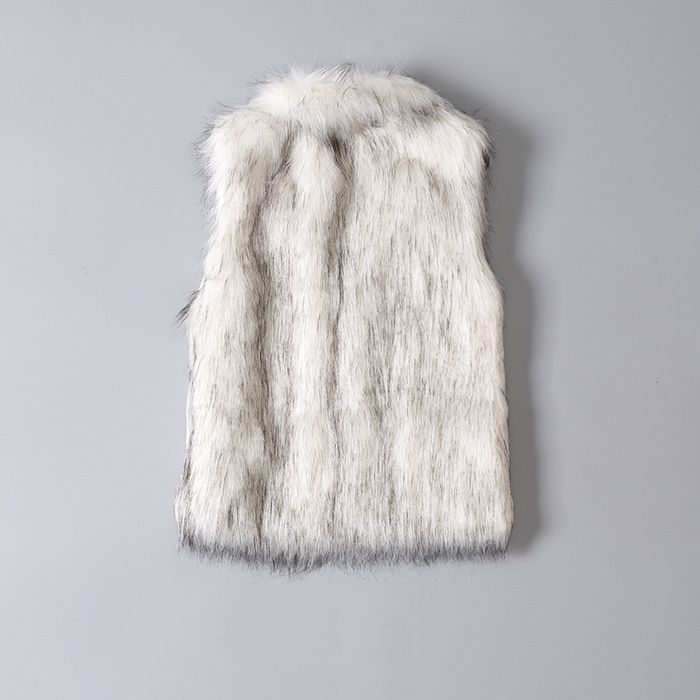 Nouveau gilet en fourrure d'automne et d'hiver européen et américain, gilet en fausse fourrure, col montant mi-long, veste en fausse fourrure, veste gilet_voghion.com