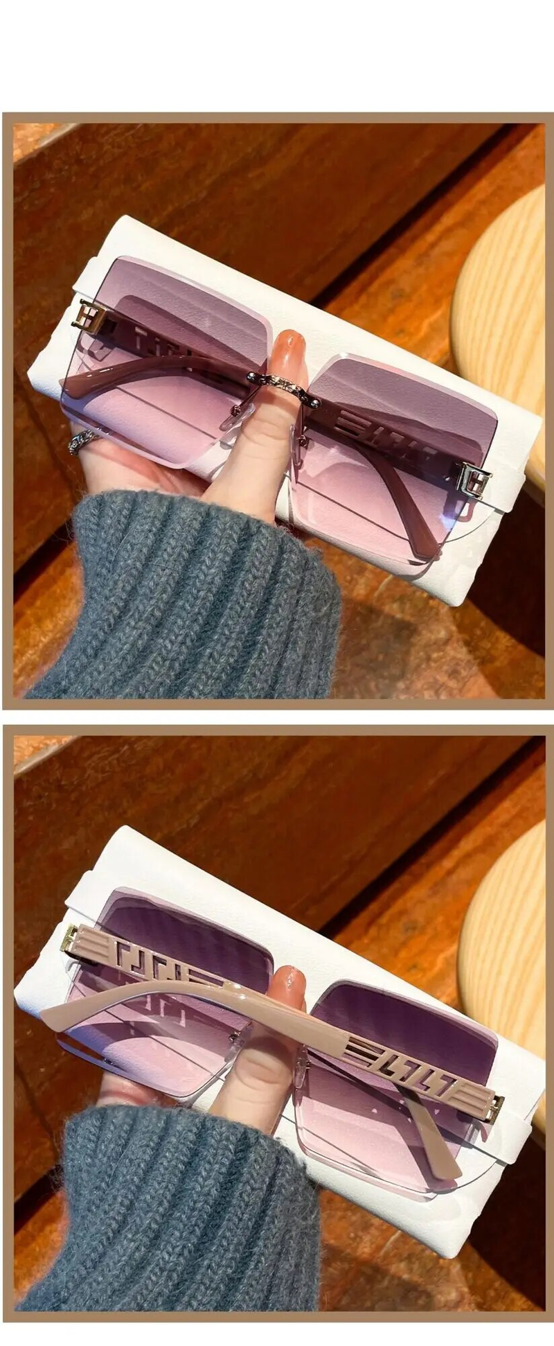 2024 Modische neue getrimmte Sonnenbrille für Damen, duftender Stil, vielseitiger Trend, großer Rahmen, kleines Gesicht, UV-Schutz_voghion.com