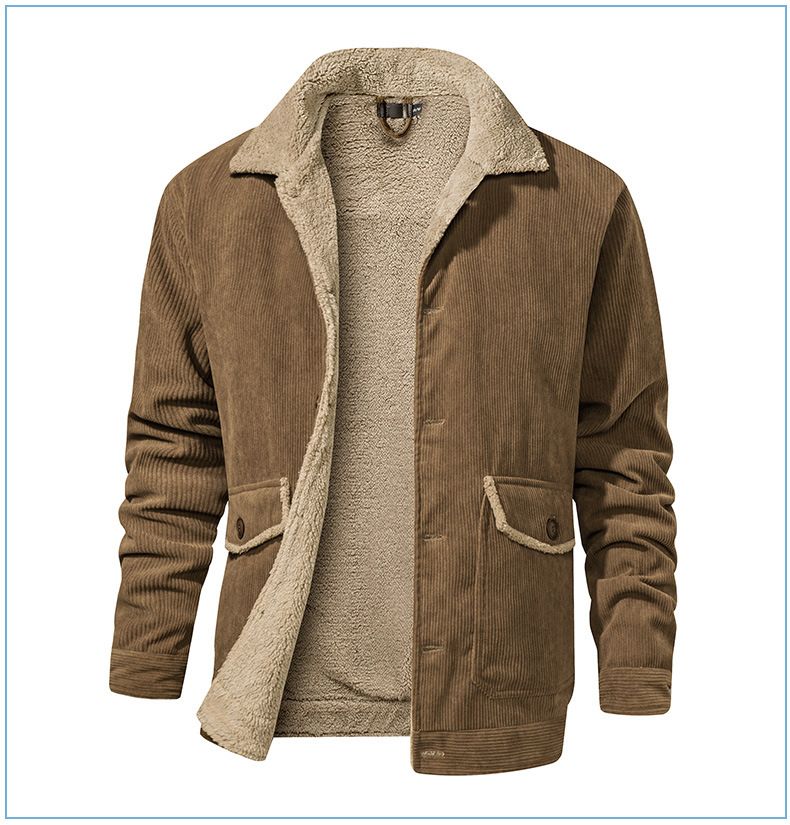 Men's Plus-Size Corduroy Winter Jacket – Lambswool-Lined Thick Coat For Cold Weather_voghion.com