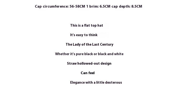 Nouveau chapeau haut de forme à grille de diamant noir et blanc pour les vacances à la plage, chapeau de protection solaire et pare-soleil, grande circonférence de la tête, petit visage, chapeau de soleil rétro français_voghion.com