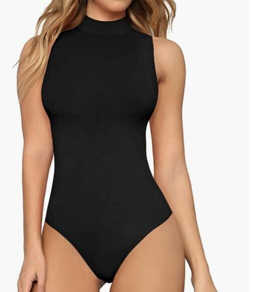 High Collar Sleeveless Vest Jumpsuit Bodysuit_voghion.com