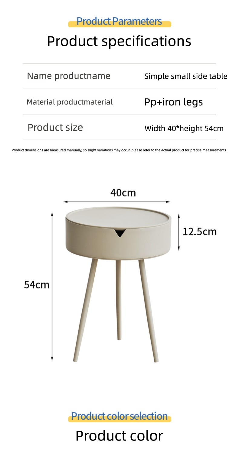 Comodino semplice per la camera da letto di casa, piccolo tavolino in ferro battuto in stile crema, mini contenitore creativo_voghion.com