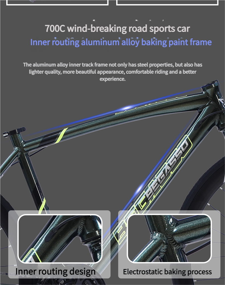 Vélo de route léger en alliage d'aluminium, poignée courbée, pour homme et adulte, vitesse variable, pour étudiant_voghion.com