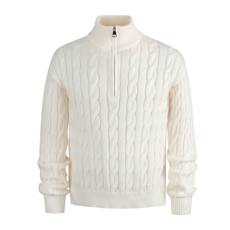 Men's Half-Zip High Collar Sweater – Business Casual Knit For Autumn & Winter Men's Clothing_voghion.com