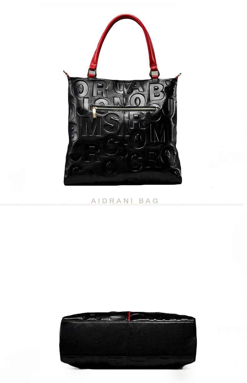 Borsa da donna New Urban Simple Borsa tote in pelle con testo Borsa a tracolla da donna in vera pelle con lettera_voghion.com