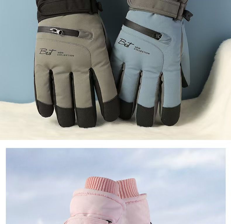 Damen Herren Fahrrad Kältebeständig Winter Fleecegefüttert Verdickt Touchscreen Anti-Rutsch Wasserabweisend Skihandschuhe_voghion.com