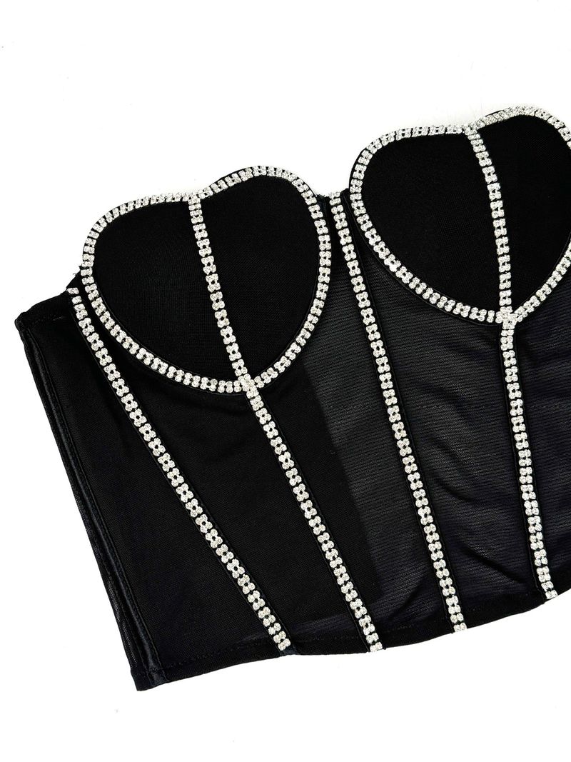 Women's Clothing A Diamond Chain Small Vest Camisole Elegant Retro Solid Color Slimming Outer Wear Tube Top Herringbone Bra_voghion.com