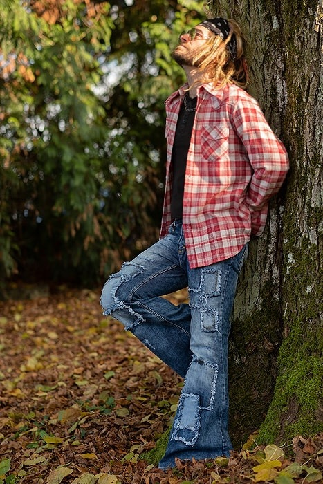 Pantaloni lunghi jeans a gamba larga da uomo di moda casual_voghion.com