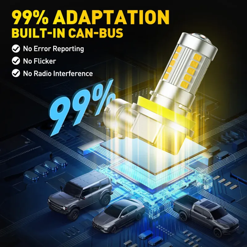 AUXITO 2Pcs H8 H11 LED Bulb H16JP H10 9006 HB4 Led Lamp Super Bright Car Fog Lights Day Driving Running Light 6500K_voghion.com