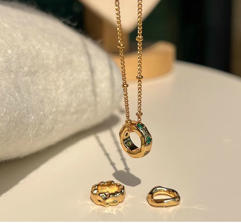 Women's Jewelry French Retro Detachable Emerald Green Zircon Necklace Female Light Luxury Simple Fashion High End Sense All Match Clavicle Chain_voghion.com