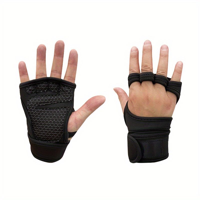 Unisex Fingerless Gloves: Perfect For Weightlifting, Gym Workout, Bodybuilding & Dumbbell Training - With Hook & Loop Fastener_voghion.com