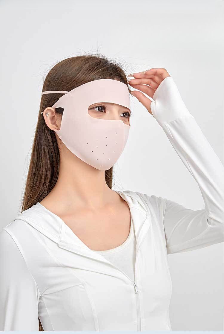 Maschera solare estiva in seta di ghiaccio per donna, protezione UV UPF50+, parasole, protezione per il viso traspirante, per guida e ciclismo_voghion.com