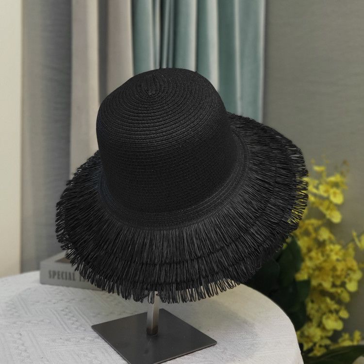 Cappello da sole estivo da donna, con tesa larga, da spiaggia, per le vacanze, da pescatore, con parasole, a tesa larga_voghion.com
