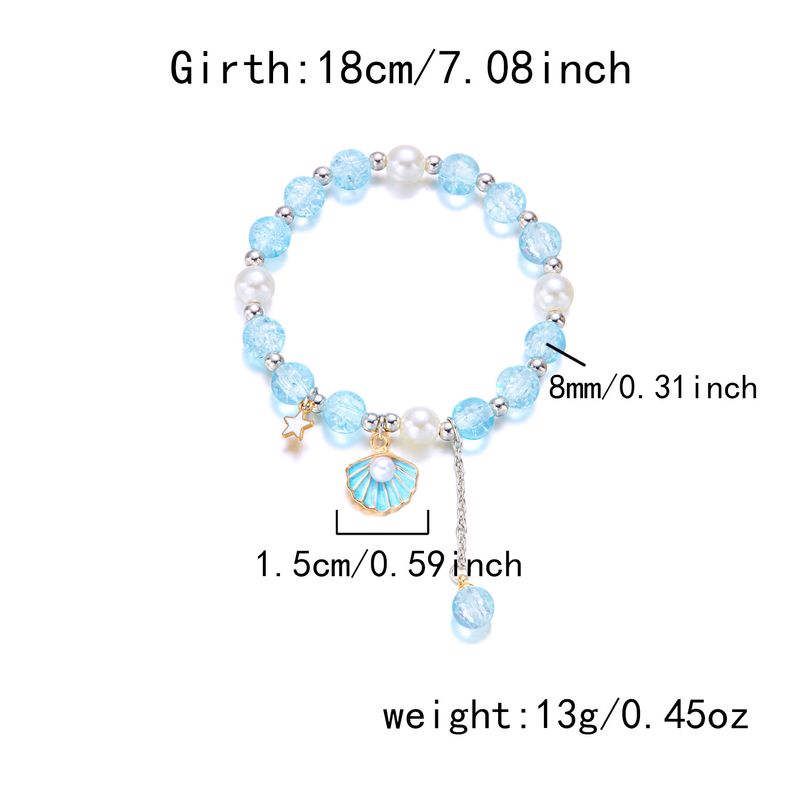 Pulsera de hadas de moda con cuentas de explosión de concha de goteo de aceite, campana de perlas y cuerda trenzada._voghion.com